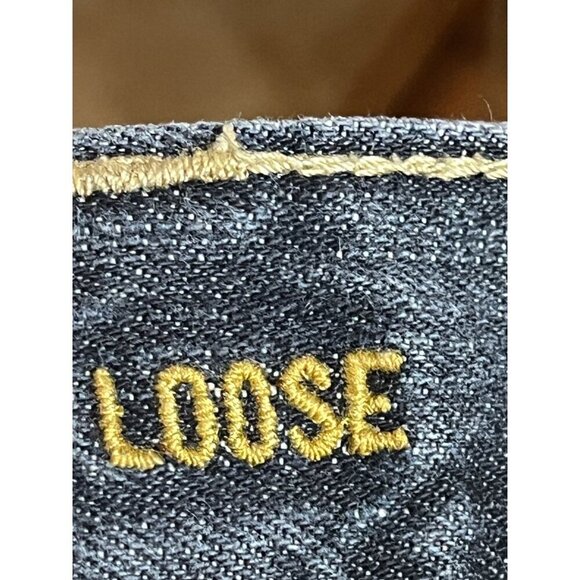 American Eagle Jean Men 36 Blue Dark Wash Loose Preppy Straight Leg Western Y2K - Picture 9 of 13